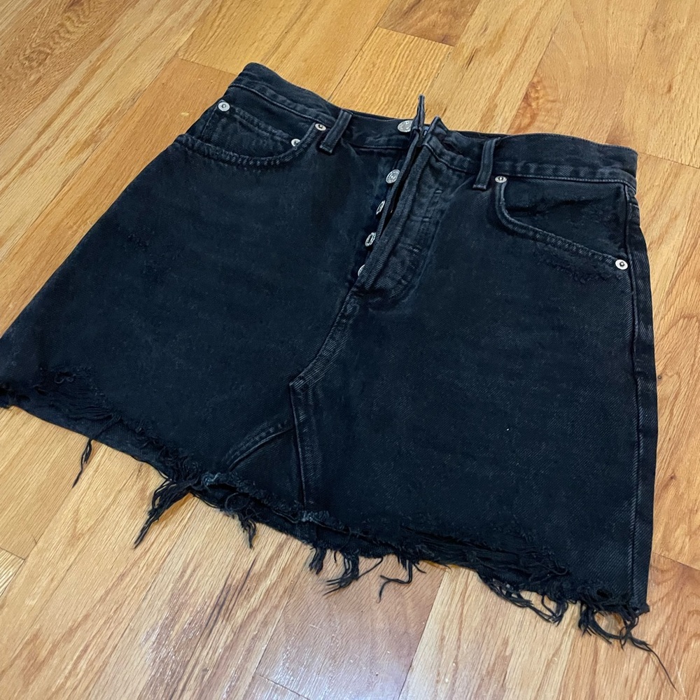 Agolde black denim mini skirt